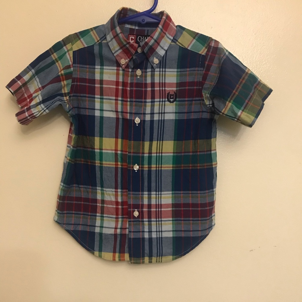 CHAPS Boys short sleeve plaid button shirt